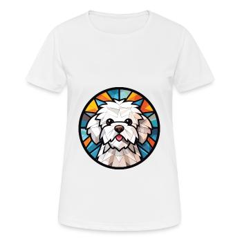 Bichon Frize Dog Breed Watercolor Illustration - Women's Breathable T-Shirt - white - Front - AI Model Female 172 dark (172cm)