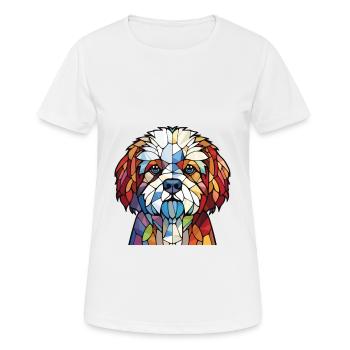 Bolognaise chien race aquarelle verre Illustration - T-shirt respirant Femme - blanc - Devant - AI Model Female 172 dark (172cm)