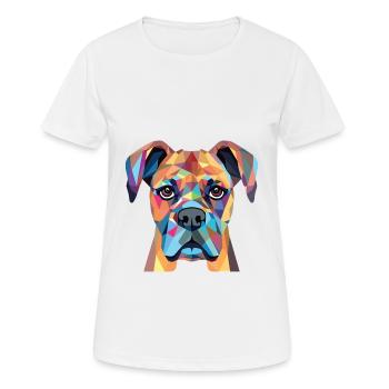 Boxer-Hundsrasse bunte Aquarell-Illustration - Frauen T-Shirt atmungsaktiv - Weiß - Vorne - AI Model Female 172 dark (172cm)