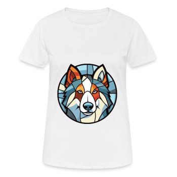 Illustration à l’aquarelle de race de chien esquimau canadien - T-shirt respirant Femme - blanc - Devant - AI Model Female 172 dark (172cm)