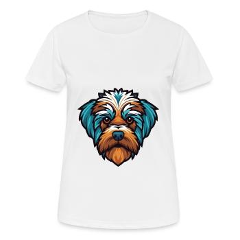 Bichon Yorkie Dog Breed Watercolor Illustration - Women's Breathable T-Shirt - white - Front - AI Model Female 172 dark (172cm)