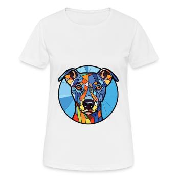 Blaue Spitzenhunderasse Aquarellglas-Illustration - Frauen T-Shirt atmungsaktiv - Weiß - Vorne - AI Model Female 172 dark (172cm)