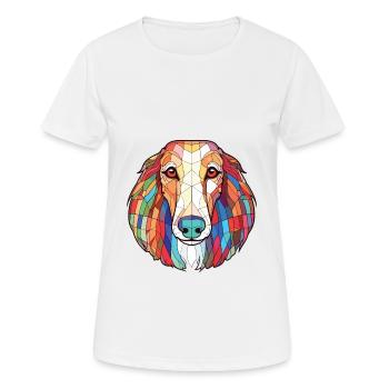 Borzoi Dog Breed Colorful Watercolor Illustration - Women's Breathable T-Shirt - white - Front - AI Model Female 172 dark (172cm)