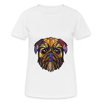 Brussels Griffon Dog Breed Watercolor Illustration - Women's Breathable T-Shirt - white - Front - AI Model Female 172 dark (172cm)