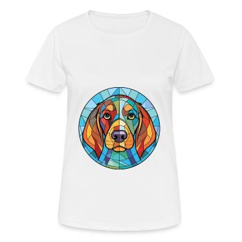Cao da Serra de Aires Hunderasse Aquarellglas - Frauen T-Shirt atmungsaktiv - Weiß - Vorne - AI Model Female 172 dark (172cm)