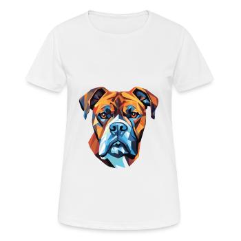 Bull Boxer Hund Rasse Aquarell Glas Illustration - Frauen T-Shirt atmungsaktiv - Weiß - Vorne - AI Model Female 172 dark (172cm)