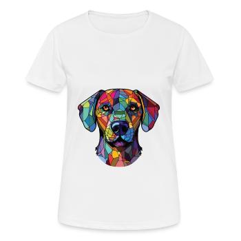 Cao De Castro Laboreiro race chien aquarelle verre - T-shirt respirant Femme - blanc - Devant - AI Model Female 172 dark (172cm)