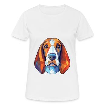 Blue Gascony Basset Dog Breed Colorful Watercolor - Women's Breathable T-Shirt - white - Front - AI Model Female 172 dark (172cm)