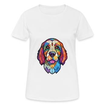Cao De Castro Laboreiro race chien aquarelle verre - T-shirt respirant Femme - blanc - Devant - AI Model Female 172 dark (172cm)