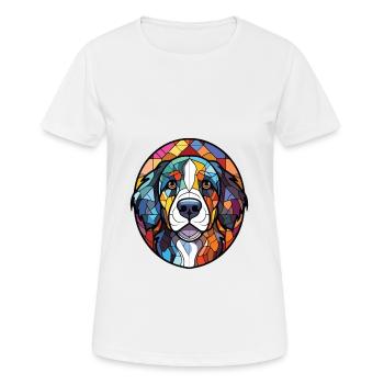 Cao da Serra de Aires Hunderasse Aquarellglas - Frauen T-Shirt atmungsaktiv - Weiß - Vorne - AI Model Female 172 dark (172cm)