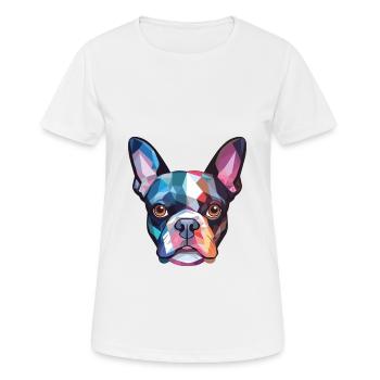 Boston Terrier Hunderasse Aquarell Illustration - Frauen T-Shirt atmungsaktiv - Weiß - Vorne - AI Model Female 172 dark (172cm)