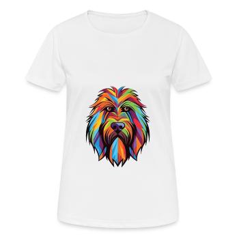 Briard Dog Breed Colorful Watercolor Illustration - Women's Breathable T-Shirt - white - Front - AI Model Female 172 dark (172cm)