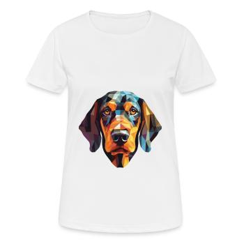 Noir et Tan Coonhound chien race verre aquarelle - T-shirt respirant Femme - blanc - Devant - AI Model Female 172 dark (172cm)