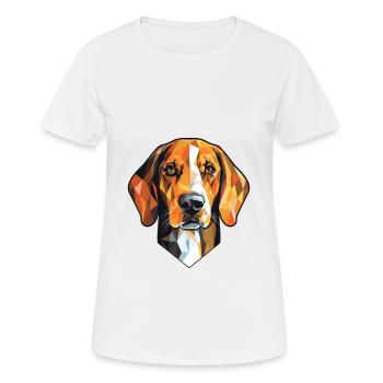 Schwarz und braun Virginia Foxhound Hund Aquarell - Frauen T-Shirt atmungsaktiv - Weiß - Vorne - AI Model Female 172 dark (172cm)