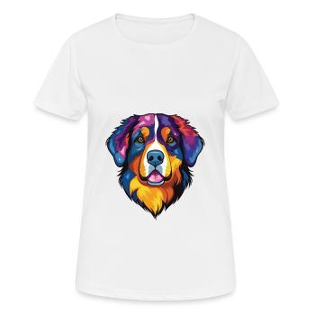 Bernese Mountain Dog Breed Watercolor Illustration - Women's Breathable T-Shirt - white - Front - AI Model Female 172 dark (172cm)