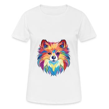Pommersche Hunderasse Aquarell Glas Illustration - Frauen T-Shirt atmungsaktiv - Weiß - Vorne - AI Model Female 172 dark (172cm)
