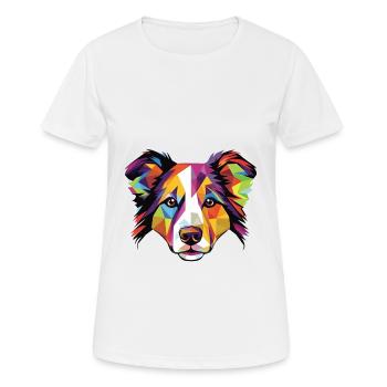 Border Collie Hunderasse Aquarell Illustration - Frauen T-Shirt atmungsaktiv - Weiß - Vorne - AI Model Female 172 dark (172cm)