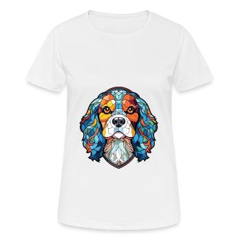 Cavalier King Charles Spaniel Hunderasse Aquarell - Frauen T-Shirt atmungsaktiv - Weiß - Vorne - AI Model Female 172 dark (172cm)