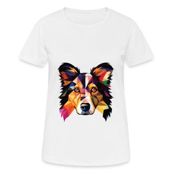 Collie chien race coloré aquarelle illustration - T-shirt respirant Femme - blanc - Devant - AI Model Female 172 dark (172cm)