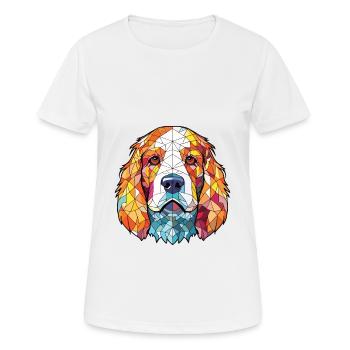 Clumber Spaniel Dog Breed Watercolor Illustration - Women's Breathable T-Shirt - white - Front - AI Model Female 172 dark (172cm)