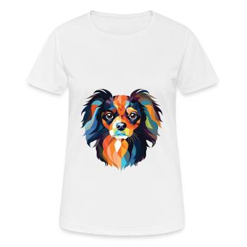 Continental Spielzeug Spaniel Hunderasse Aquarellglas - Frauen T-Shirt atmungsaktiv - Weiß - Vorne - AI Model Female 172 dark (172cm)