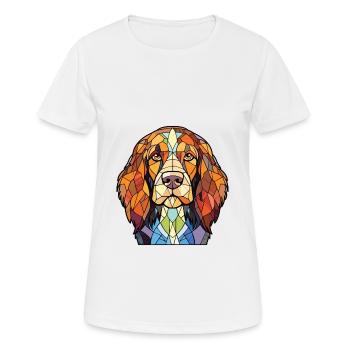 Dutch Smoushond Dog Breed Watercolor Illustration - Women's Breathable T-Shirt - white - Front - AI Model Female 172 dark (172cm)
