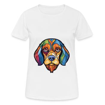 Deutsche Bracke Hunderasse Aquarell Illustration - Frauen T-Shirt atmungsaktiv - Weiß - Vorne - AI Model Female 172 dark (172cm)