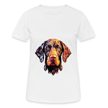 German Wirehaired Pointer Dog Breed Watercolor - Women's Breathable T-Shirt - white - Front - AI Model Female 172 dark (172cm)