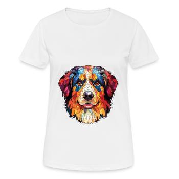 English Shepherd Dog Breed Watercolor Illustration - Women's Breathable T-Shirt - white - Front - AI Model Female 172 dark (172cm)