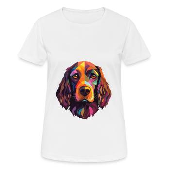 Field Spaniel Hunderasse Aquarell Illustration - Frauen T-Shirt atmungsaktiv - Weiß - Vorne - AI Model Female 172 dark (172cm)