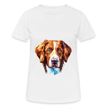 French Brittany Dog Breed Watercolor Illustration - Women's Breathable T-Shirt - white - Front - AI Model Female 172 dark (172cm)