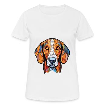Französischer weißer und schwarzer Jagdhund Rasse Aquarell - Frauen T-Shirt atmungsaktiv - Weiß - Vorne - AI Model Female 172 dark (172cm)