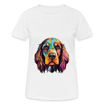 German Spaniel Dog Breed Watercolor Illustration - Women's Breathable T-Shirt - white - Front - AI Model Female 172 dark (172cm)