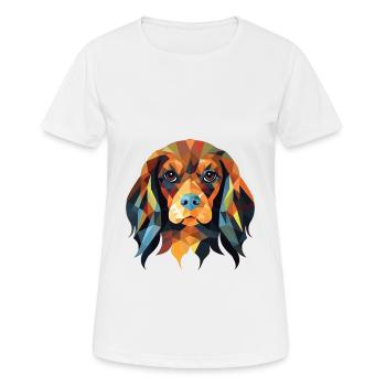Anglais Toy Spaniel chien race aquarelle colorée - T-shirt respirant Femme - blanc - Devant - AI Model Female 172 dark (172cm)
