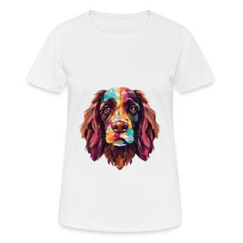 French Spaniel Dog Breed Watercolor Illustration - Women's Breathable T-Shirt - white - Front - AI Model Female 172 dark (172cm)