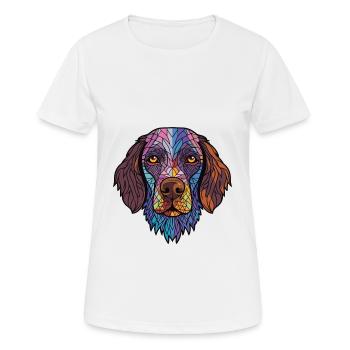 Deutscher rauhaariger Vorstehhund Rasse Aquarell - Frauen T-Shirt atmungsaktiv - Weiß - Vorne - AI Model Female 172 dark (172cm)