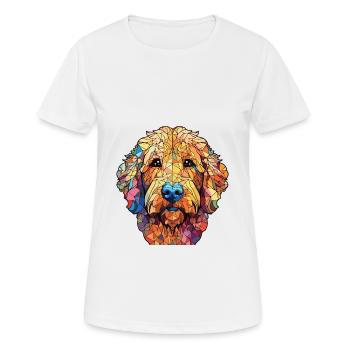 Goldendoodle Dog Breed Watercolor Illustration - Women's Breathable T-Shirt - white - Front - AI Model Female 172 dark (172cm)