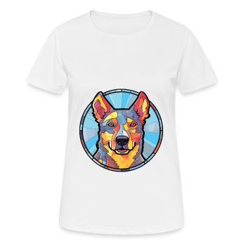Bouvier australien chien race aquarelle colorée - T-shirt respirant Femme - blanc - Devant - AI Model Female 172 dark (172cm)