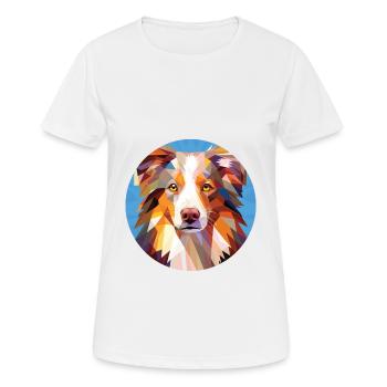 Berger australien chien race coloré aquarelle - T-shirt respirant Femme - blanc - Devant - AI Model Female 172 dark (172cm)