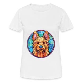 Australian Terrier Hunderasse Buntes Aquarell - Frauen T-Shirt atmungsaktiv - Weiß - Vorne - AI Model Female 172 dark (172cm)
