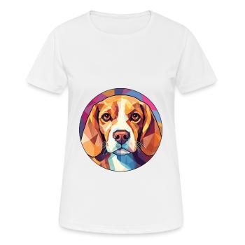 Beagle Hunderasse Bunte Aquarell Illustration - Frauen T-Shirt atmungsaktiv - Weiß - Vorne - AI Model Female 172 dark (172cm)