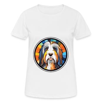 Illustration à l’aquarelle de race de chien Collie barbu - T-shirt respirant Femme - blanc - Devant - AI Model Female 172 dark (172cm)
