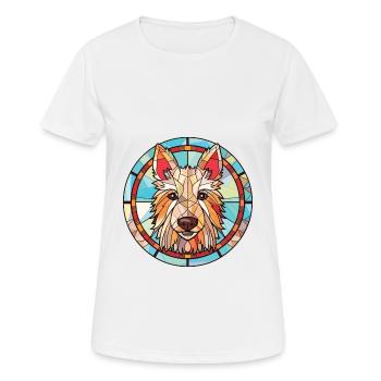 Berger Picard Hunderasse Aquarell Illustration - Frauen T-Shirt atmungsaktiv - Weiß - Vorne - AI Model Female 172 dark (172cm)