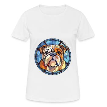 Bulldogge Hund Rasse Bunte Aquarell Illustration - Frauen T-Shirt atmungsaktiv - Weiß - Vorne - AI Model Female 172 dark (172cm)
