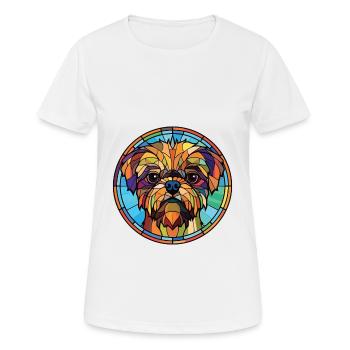 Brussels Griffon Dog Breed Watercolor Illustration - Women's Breathable T-Shirt - white - Front - AI Model Female 172 dark (172cm)