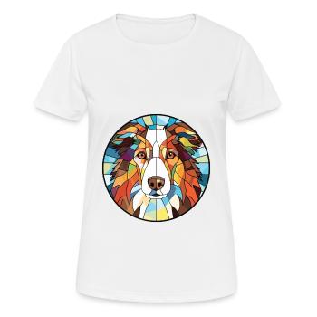 French Brittany Dog Breed Watercolor Illustration - Women's Breathable T-Shirt - white - Front - AI Model Female 172 dark (172cm)