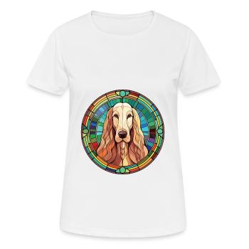 Afghan Hound Dog Breed Watercolor Illustration - Women's Breathable T-Shirt - white - Front - AI Model Female 172 dark (172cm)