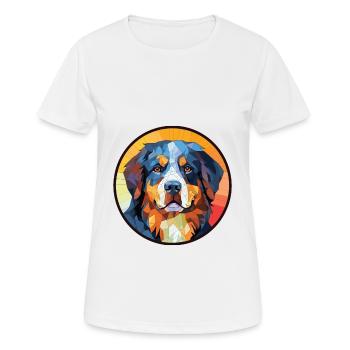 Bernese Mountain Dog Breed Watercolor Illustration - Women's Breathable T-Shirt - white - Front - AI Model Female 172 dark (172cm)
