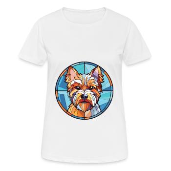 Biewer Terrier Dog Breed Watercolor Illustration - Women's Breathable T-Shirt - white - Front - AI Model Female 172 dark (172cm)