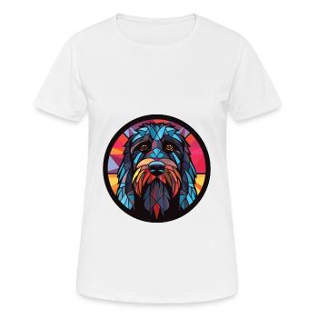Terrier russe noir chien race verre aquarelle - T-shirt respirant Femme - blanc - Devant - AI Model Female 172 dark (172cm)